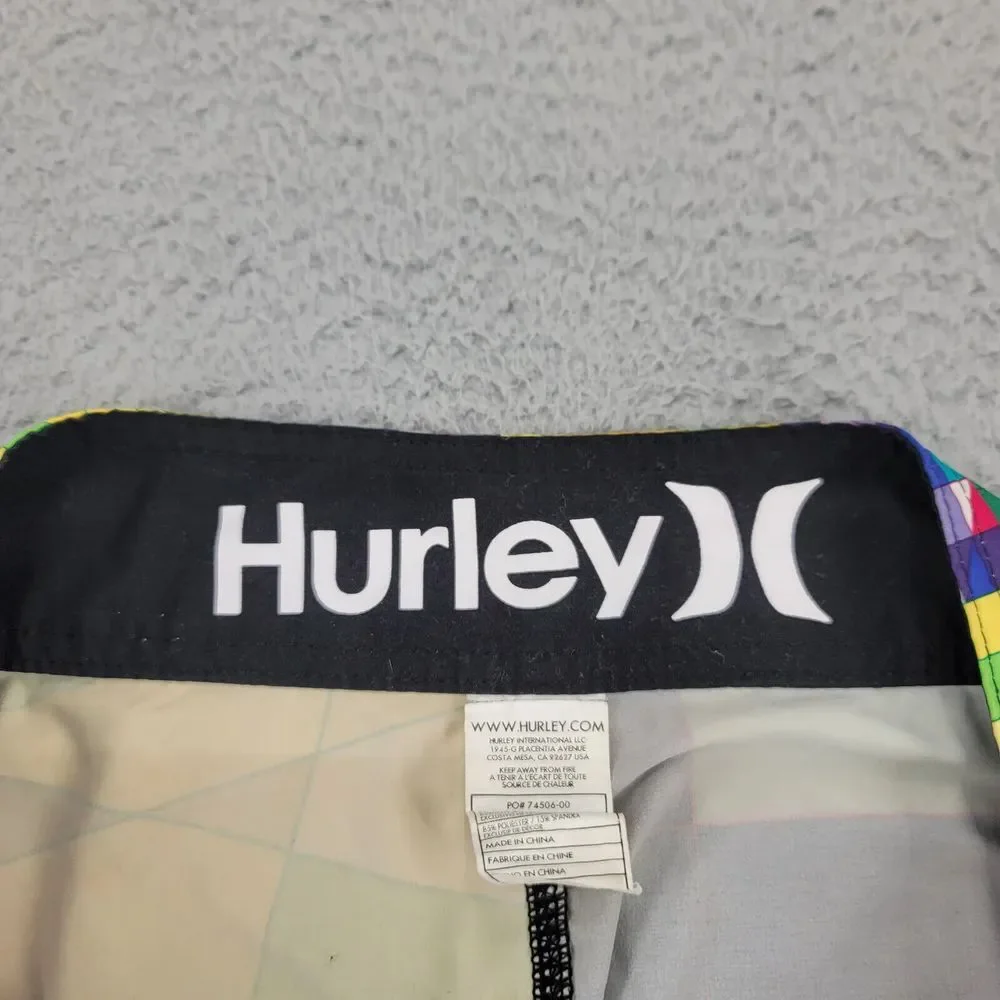 Hurley Shorts Mens 28 Colorful Colorblock Board Outdoors‎ Drawstring Casual Swim